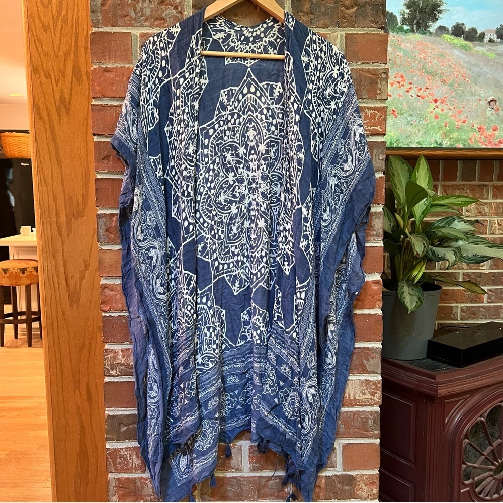 Elegant Blue and White bandana wrap by Elan